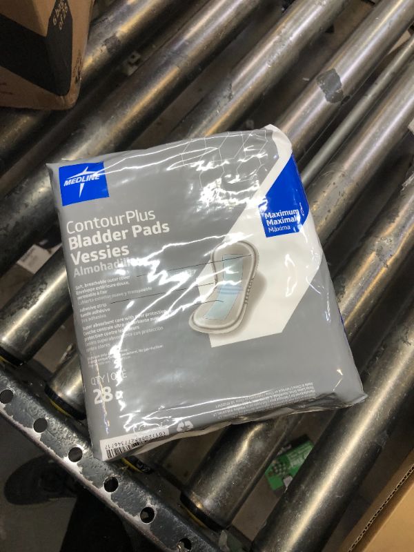 Photo 1 of Medline ContourPlus Bladder Control Incontinence Pads, Moderate Absorbency, 5.5" x 10.5", 28 Count Bag