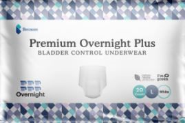 Photo 1 of Because Unisex Premium Overnight Plus Pull Up Underwear - Extremely Absorbent, Soft & Comfortable Nighttime Leak Protection - White, Large - Absorbs 6 Cups - 20 Count Large (Pack of 20)