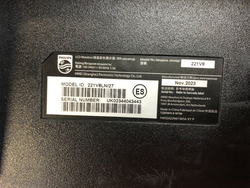 Photo 1 of PHILIPS Computer Monitors 22 inch Class Thin Full HD (1920 x 1080) 75Hz Monitor, VESA, HDMI & VGA Port, 4 Year Advance Replacement Warranty, 221V8LN 22" Class Full HD | VA | 75Hz