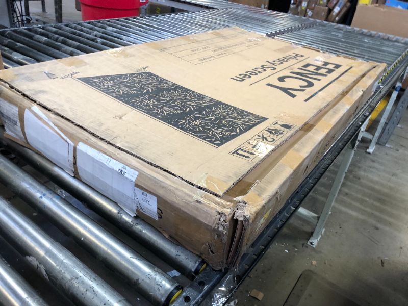 Photo 1 of Outdoor Privacy Screen, Decorative Privacy Screen with Stand 6FT Metal Divider for Outdoor Garden Backyard Patio Free Standing, Black (Leaf)