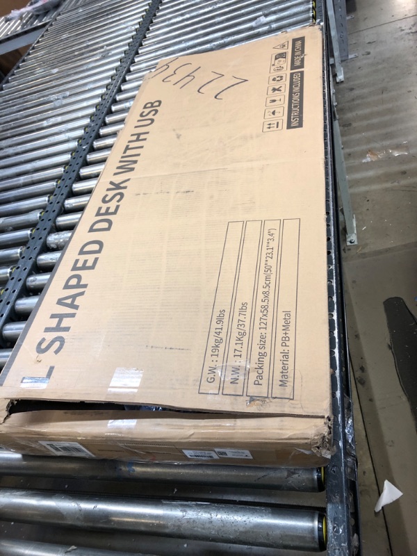 Photo 1 of ODK 55 Inch Small L Shaped Gaming White Computer Desk with Power Outlets, Corner Desk with Reversible Storage Shelves & PC Stand for Small Space Home Office, Modern Simple Writing Table, White White 55 inch