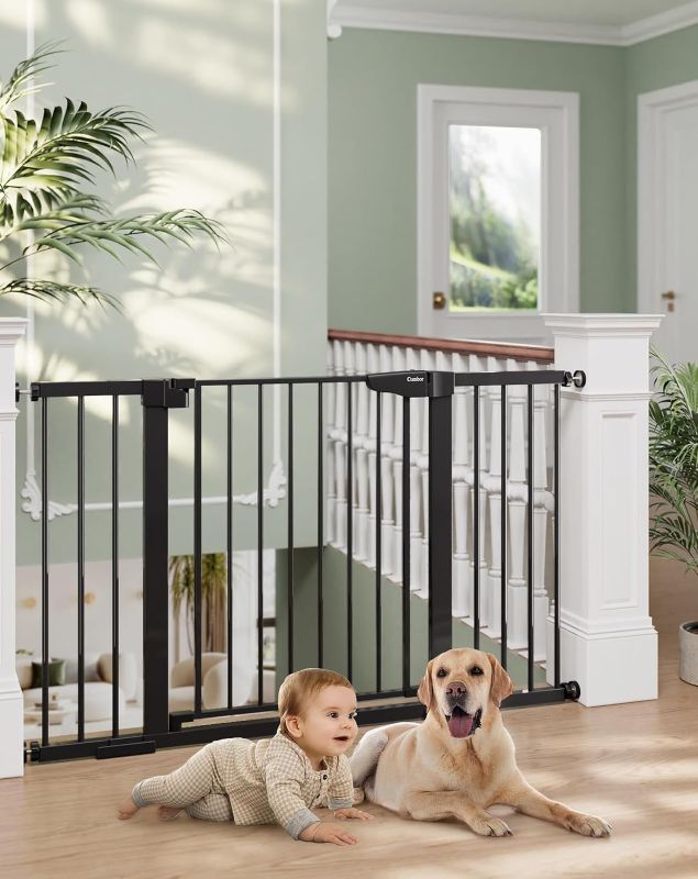 Photo 1 of Cumbor 29.7"-51.5" Baby Gate Extra Wide, Safety Dog Gate for Stairs Easy Walk Thru Auto Close Pet Gates for The House, Doorways, Child Gate Includes 4 Wall Cups, Black-Mom's Choice Awards Winner
