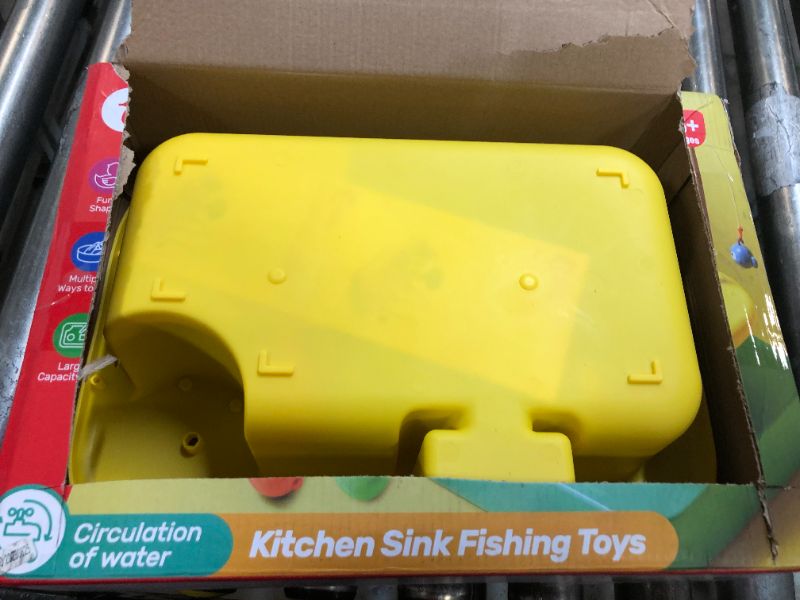 Photo 2 of CUTE STONE Play Sink with Running Water, Kitchen Sink Toys with Play Food and Kitchen Utensils, Pool Floating Toys for Fishing Game, Children Role Play Electric Dishwasher Toy Gift for Boys Girls