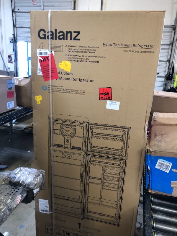 Photo 2 of -FACTORY SEALED- Galanz GLR12TBEEFR Refrigerator, Dual Door Fridge, Adjustable Electrical Thermostat Control with Top Mount Freezer Compartment, Retro Blue, 12.0 Cu Ft
