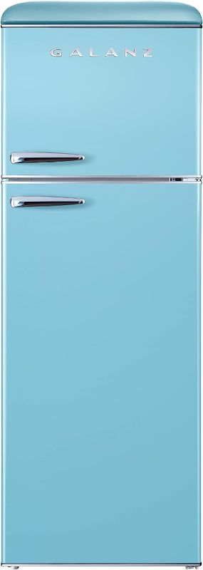 Photo 1 of -FACTORY SEALED- Galanz GLR12TBEEFR Refrigerator, Dual Door Fridge, Adjustable Electrical Thermostat Control with Top Mount Freezer Compartment, Retro Blue, 12.0 Cu Ft
