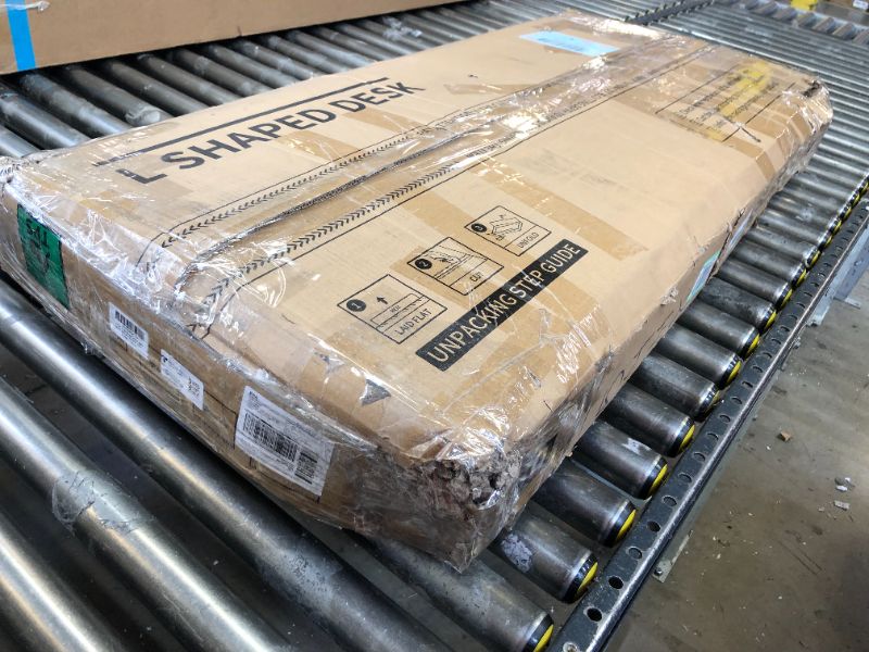 Photo 1 of ODK L Shaped Desk with File Drawer, 75" Reversible L Shaped Computer Desk with Power Outlet & LED Strip, Office Desk with Storage Shelves, Gaming Desk with Monitor Shelf, Corner Desk, Grey Oak 75 Inch Grey Oak