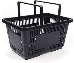 Photo 1 of 2pc Handheld Shopping Baskets, Black Plastic Shopping Baskets, for Grocery Retail Store, Supermarket, Portable Shopping Basket with Invisible Handles Design