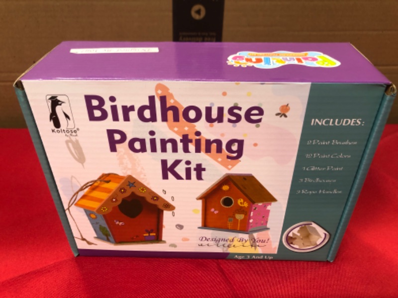 Photo 2 of DIY Bird House Kit for Kids, Build Your Own Bird House Kit for Children, Includes 3 Unfinished Birdhouses to Paint and Build, Ropes, 12 Paints, Glitter Paint, and 2 Brushes, Arts and Craft Kids Set