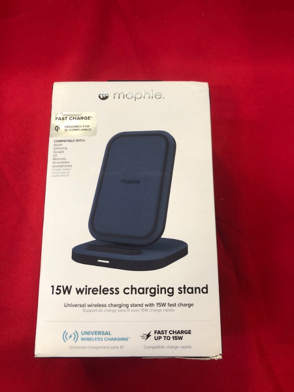 Photo 2 of mophie Universal Wireless Charging Stand | 15 Watt Fast Charging | for Qi-Cerified Phones Like Samsung Galaxy, Google Pixel, Apple iPhone 11 (Pro, Pro Max), iPhone XR/XS/SE, iPhone 8 | Black

