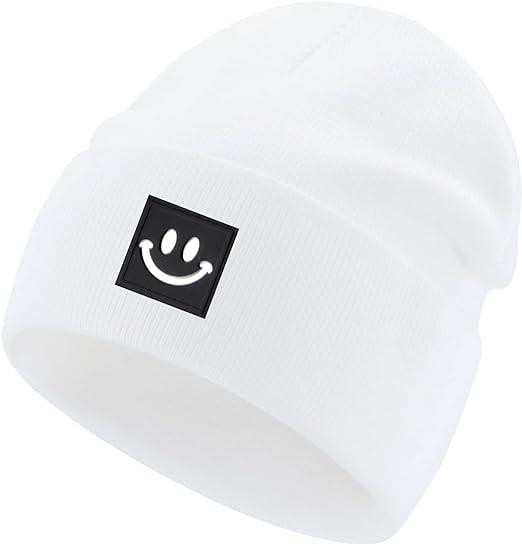 Photo 1 of lycycse Beanie Hats for Women Men Knit Warm Winter Hat with Smile Face Unisex Soft Cuffed Acrylic Beanies Ski Hat Skull Cap
