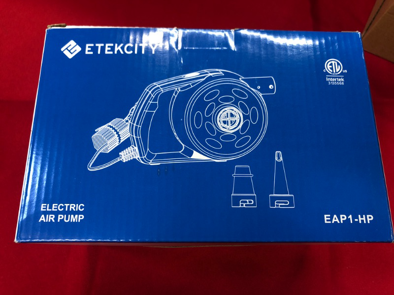 Photo 2 of Etekcity Electric Air Pump Air Mattress Portable Pump for Inflatables Couch, Pool Floats, Blow up Pool Raft Bed Boat Toy with Nozzles, 110-120V, Black
