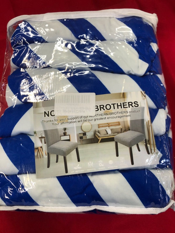 Photo 2 of 6 pcs NORTHERN BROTHERS Chair Covers for Dining Room Printed Dining Chair Covers (Set of 6,Wavy Blue)

