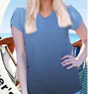 Photo 1 of XLARGE---Summer Tops for Women Short Petal Sleeve Eyelet Tshirts 