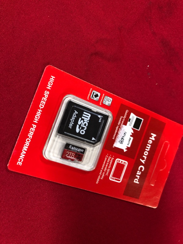 Photo 1 of High Speed Micro SD Card, 2TB, A1/A2 Smart Card, Memory Card U3 TF Card Mini SD Card Class 10 TF Flash Card + Adapter - RED