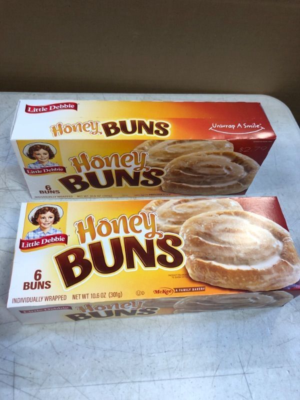 Photo 1 of 2pack  Exp date 02/2024---Little Debbie Honey Buns,  Individually Wrapped Breakfast Pastries 
