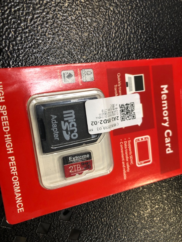 Photo 1 of High Speed Micro SD Card, 2TB, A1/A2 Smart Card, Memory Card U3 TF Card Mini SD Card Class 10 TF Flash Card + Adapter - RED