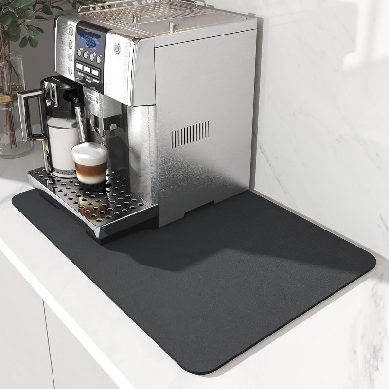 Photo 1 of AMOAMI-Coffee Mat Hide Stain Rubber Backed Absorbent Dish Drying Mat for Kitchen Counter-Coffee Bar Accessories Fit Under Coffee Maker Coffee Machine Coffee Pot Espresso Machine Dish Rack