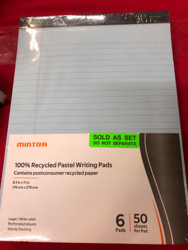 Photo 2 of Mintra Office –(8648) Recycled Writing Pads 6 Pack (Pastel Wide Ruled (8.5in X 11in))