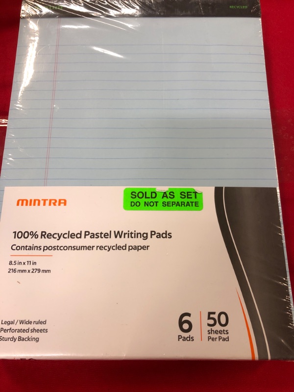 Photo 2 of Mintra Office Recycled Writing Pads 6pk (Pastel, Wide Ruled (8.5in x 11in)) Pastel Wide Ruled (8.5in x 11in)