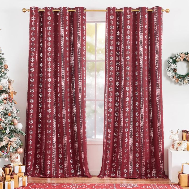 Photo 1 of 
jinchan Silver Snowflake Christmas Curtains 96 Inch Length Room Darkening Boho Curtains for Living Room Bedroom Grommet Winter Snow Drapes Window Curtains 2...