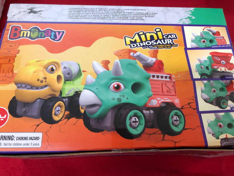 Photo 2 of BMONATY Take Apart Dinosaur Remote Control Cars with Electric Drill for Kids 3-8 Years, 3-in-1Take Apart Construction Truck with Voice,Gifts for Boys Girls Birthday(Yellow Tyrannosaur)