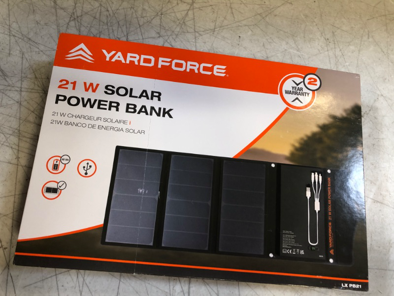 Photo 1 of [2023 Red Dot Winner] YARD FORCE 21W & 13000MAH Solar Charger with Battery, Portale Solar Power Bank Built-in 3 in 1 Charging Cable, Qc 3.0 18w Fast Charging, Compatible with Phone, Android. LX PB21