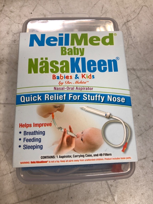 Photo 1 of NeilMed Baby NasaKleen Nasal-Oral Aspirator with 49 Hygiene Filters and a Convenient Storage Travel Case