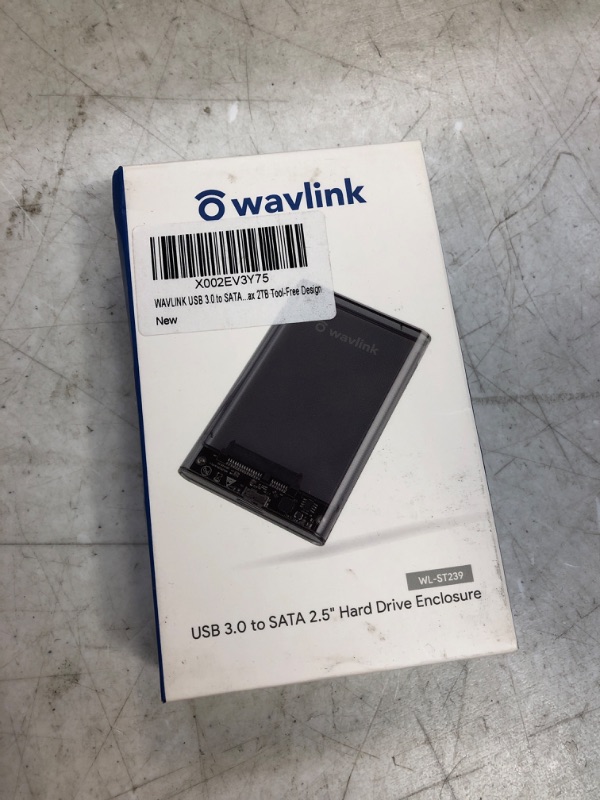 Photo 2 of WAVLINK USB 3.0 to SATA External Hard Drive Enclosure for 2.5 inch 5mm/7mm/9.5mm SATA I/II/III HDD/SSD Support UASP Function, Max 8TB Tool