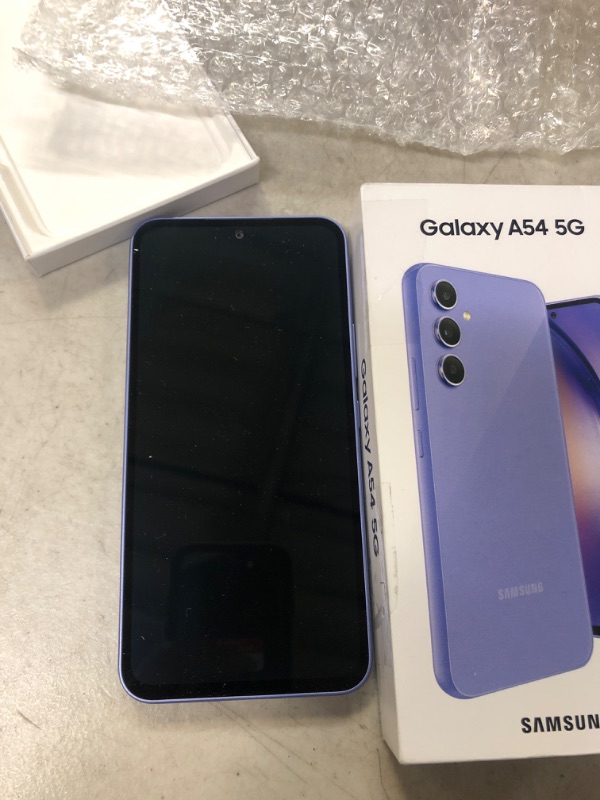 Photo 2 of SAMSUNG Galaxy A54 5G + 4G LTE (128GB + 8GB) Unlocked Dual Sim (Only T-Mobile/Mint/Metro USA Market) 1 Year Latin America 6.4" 120Hz 50MP Triple Cam (Awesome Violet SM-A546E/DS)