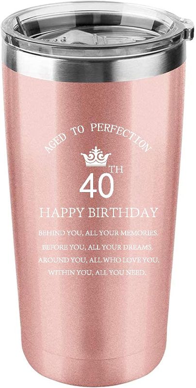 Photo 1 of 1983 Inspirational 40th Birthday Gift Behind You All Your Memories 20 Oz Stainless Steel Insulated Tumbler Rose Gold Vacuum Travel Mug 40 Years Birthday Present