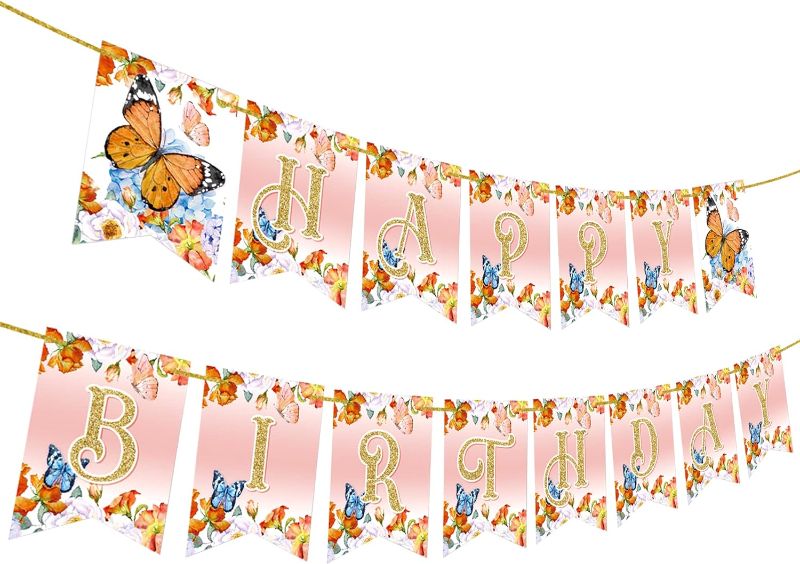 Photo 1 of 
KatchOn, Glitter Pink Butterfly Birthday Banner - NO DIY | Happy Birthday Butterfly Banner for Monarch Butterfly Party Decorations | Fairy Garden Birthday...