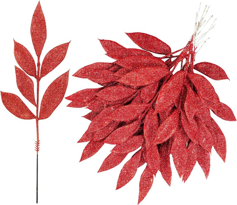 Photo 1 of 
Winlyn 40 Pcs Red Glitter Bay Leaf Sprays Artificial Christmas Tree Picks Sprays 12.7" Tall for Red Christmas Tree Winter Wreath Swag Floral Arrangement...
Color:Red