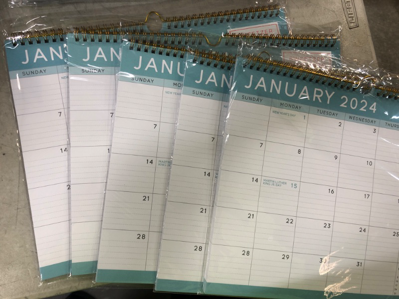 Photo 2 of S&O Basic Teal Business Wall Calendar from January 2024-June 2025 - Tear-Off Monthly Calendar for Office - 18 Month Academic Wall Calendar - Hanging Calendar with Monthly Mini-Calendars  PACK OF 5