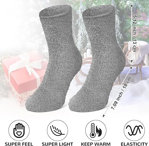 Photo 1 of 12 Pairs Black /Grey Fuzzy Socks Winter Warm Socks Women Soft Socks Plush Coral Fleece Socks for Winter Christmas One Size  