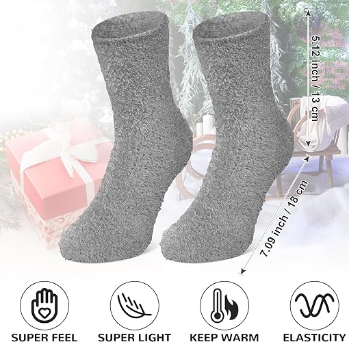 Photo 1 of 12 Pairs Fuzzy Socks Black /Grey Winter Warm Socks Women Soft Socks Plush Coral Fleece Socks for Winter Christmas One Size  