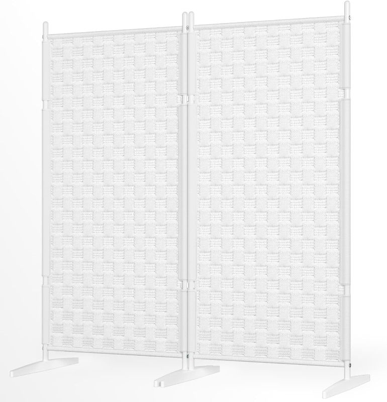 Photo 1 of 2 Panel Room Divider for Room Separation - White Wall Dividers for Rooms Small Folding Privacy Screens Indoor Partitions and Deviders Freestanding Portable Changing Separtion Space Partition Screen