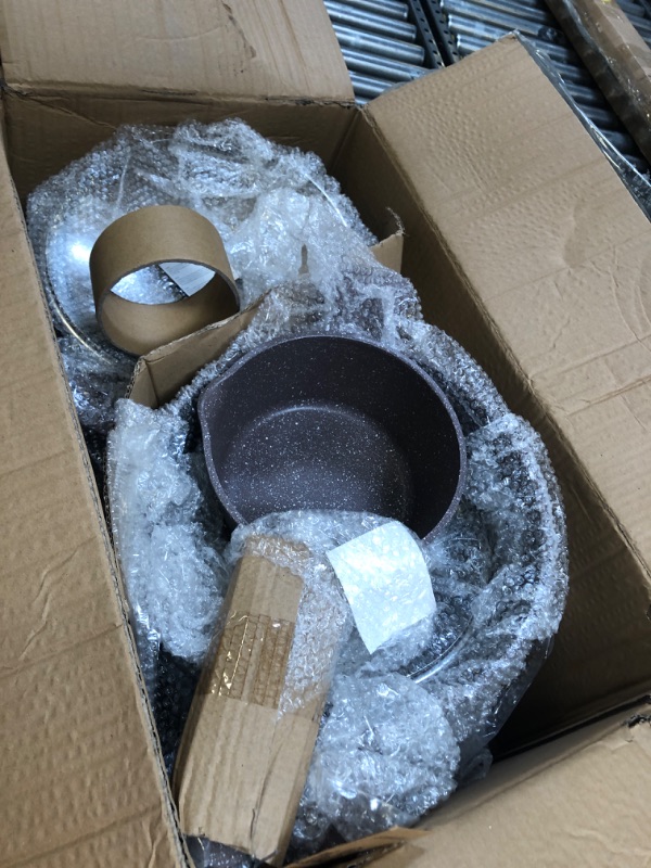 Photo 1 of Country Kitchen Nonstick Induction Cookware Sets - 11 Piece Nonstick Cast Aluminum Pots and Pans with BAKELITE Handles - Induction Pots and Pans with Glass Lids -Chocolate Brown Chocolate 11 Pc. Cookware Set