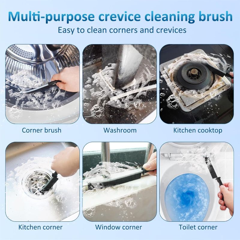 Photo 2 of 4/8Pcs Hard Bristle Crevice Cleaning Brush,Effective and Durable Gap Cleaning Tool for Kitchen and Bathroom (2 White&2 Black)