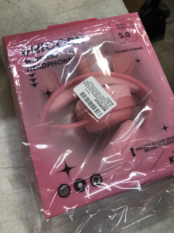 Photo 1 of TSKVT Children's Bluetooth Earphones, Animal Shaped Foldable Color Flash, Wireless Bluetooth 4.0, Suitable for Mobile Phones, Tablets, and Other Devices, Sound (Pink) Pink Pegasus