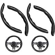 Photo 1 of 2 Sets Car Steering Wheel Cover Carbon Fiber Look Non-Slip Wheel Protector Universal Black and Black