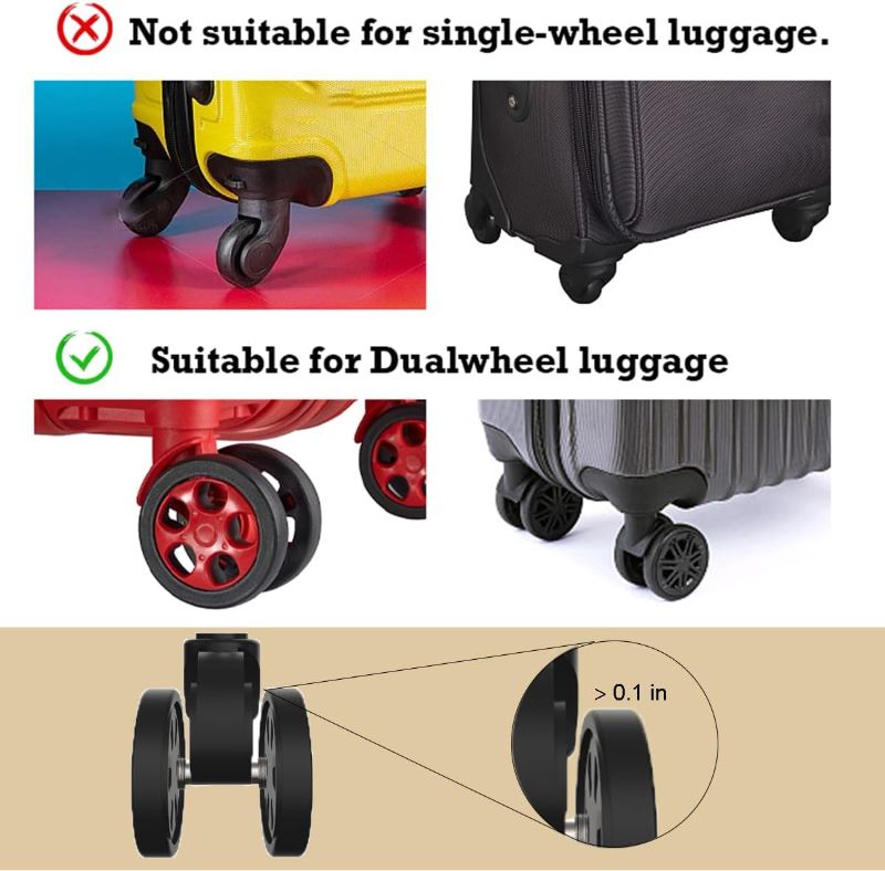 Photo 1 of 10 Pack Luggage Wheel Covers, Silicone Silent Protection Cover for Carry-on Luggage with Spinner Wheels Luggage Sets (Black)