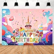 Photo 1 of Yieldeer Pink Birthday Backdrop for Girls 7x5ft Princess Birthday Banner Photography Background Cake Table Grow Up Party Decoration