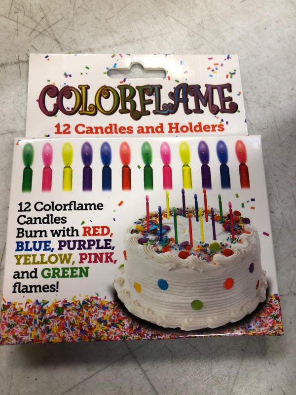 Photo 2 of Colorflame Birthday Candles with Colored Flames - Birthday, Party, Cake Decor - 12 Candles Per Box