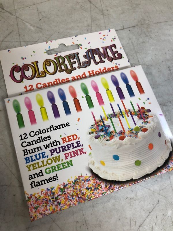 Photo 2 of Colorflame Birthday Candles with Colored Flames - Birthday, Party, Cake Decor - 12 Candles Per Box 