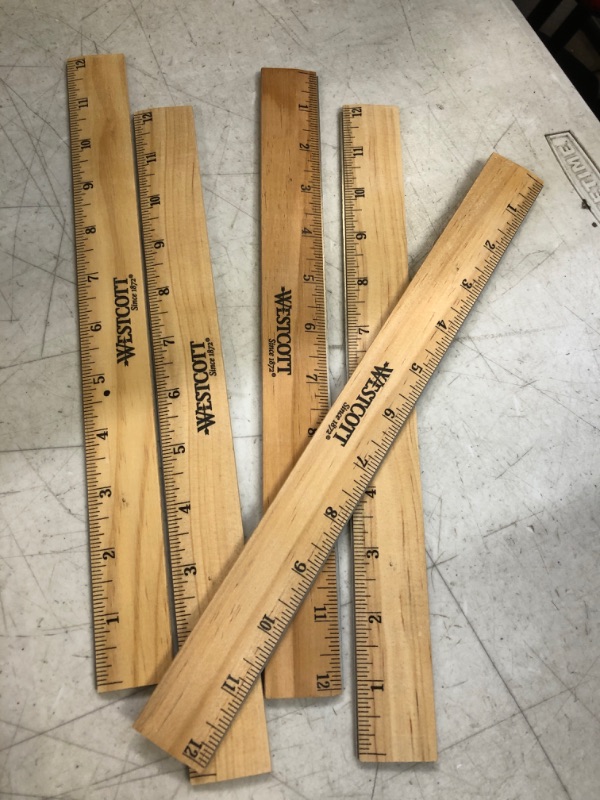 Photo 2 of 5Pack  Westcott 05011 Beveled Edge Wooden Ruler, 12 Inch 