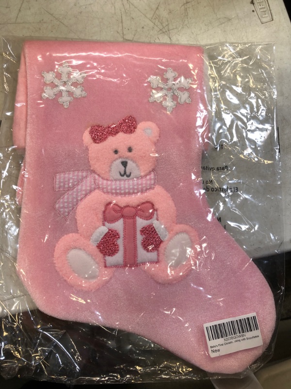 Photo 2 of 16” Large Christmas Stockings with Hanging Loop - Light Pink Teddy Bear Christmas Stocking with Fleece Cuff - Stockings Christmas Tree Decorations - Family Stockings for Christmas Light Pink - Bear