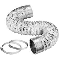 Photo 1 of 6 in. x 8 ft. Aluminum Flexible Dryer Vent Hose WITH 2 Clamps for HVAC Ventilation
