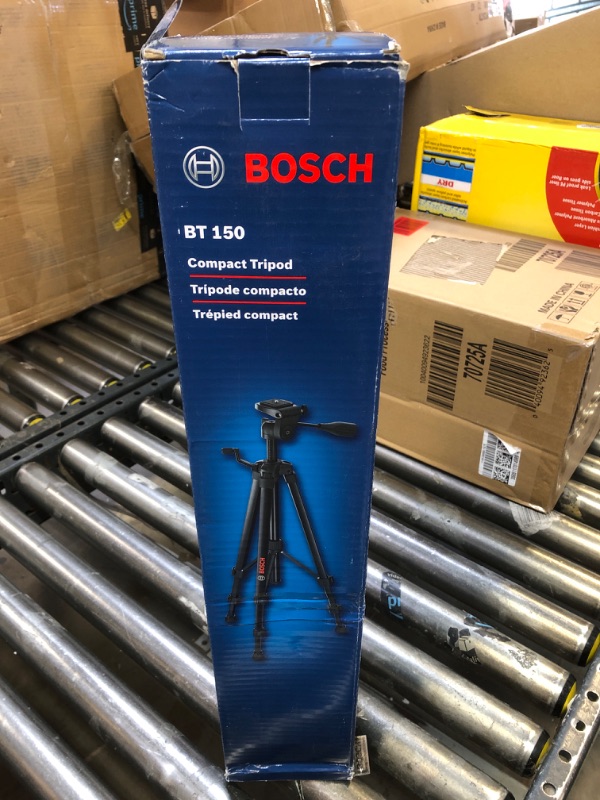 Photo 3 of Bosch BT150 Compact Tripod with Extendable Height for Use with Line Lasers, Point Lasers, and Laser Distance Tape Measuring Tools, Black