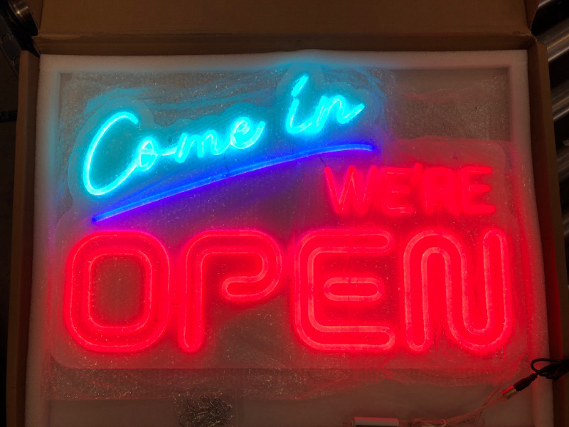 Photo 1 of Vinray Come In We Are Open Neon Sign,Led Neon large Open signs for Business Shop and Bar Club Pub.Super Bright Light Open for Barber Shop,Beauty Salon. we're open