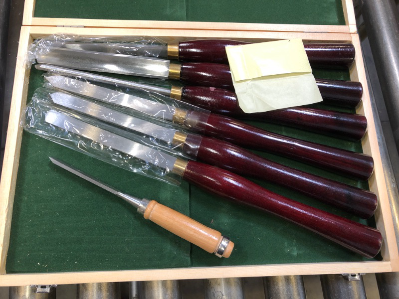 Photo 1 of Urbansential HSS Wood Turning Tools Lathe Chisel Set of 8 pcs, with Wooden Box (RED) 002 *** ONLY SIX INCLUDED ***